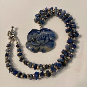 Handmade by me! 18”L (excl.pendant) lapis lazuli and 925 Sterling